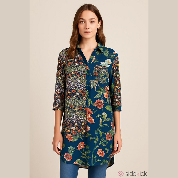 fig and flower Tops - Fig and Flower Floral Tunic Top